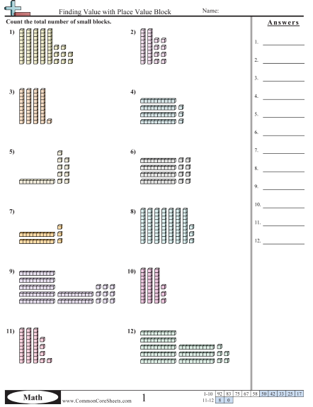 Place value blocks (10s and 1s) Worksheet - Place value blocks (10s and 1s) worksheet